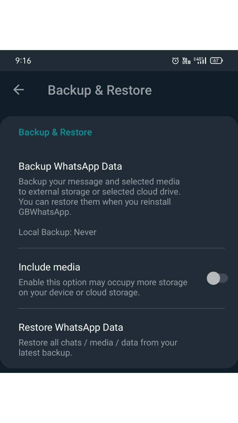 GBWhatsapp Backup Features 1