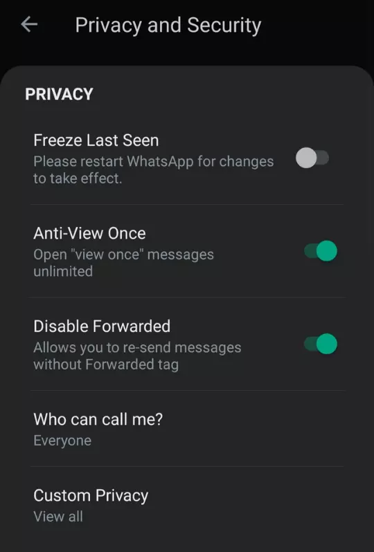 YoWhatsApp Privacy