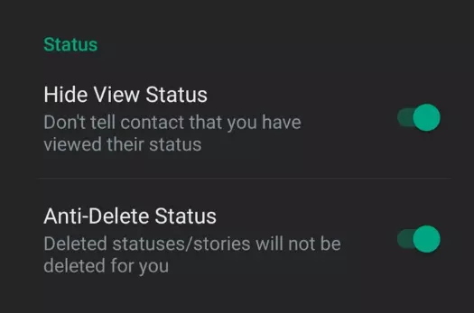 YoWhatsApp Status Features