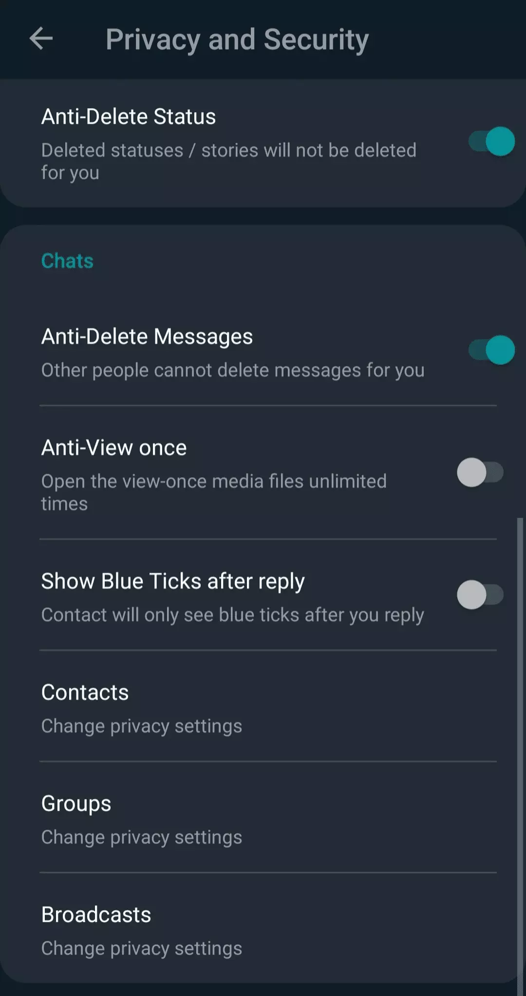 GBWhatsApp Chats Features