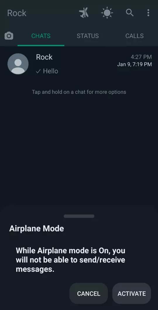 WhatsApp Aero DND Mode