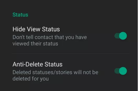 WhatsApp Aero Status Privacy